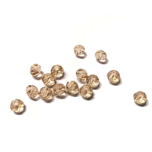 Beads - Crystal Beads beige- 15pcs  - 6mm - Hole +/-1.5mm / Beads for crafting