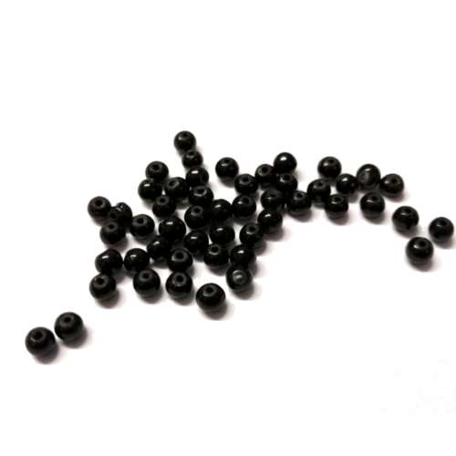 Beads - Glass Pearl Beads - 50pcs  - black  - 3mm - Hole +/- 1.2mm / Beads for crafting