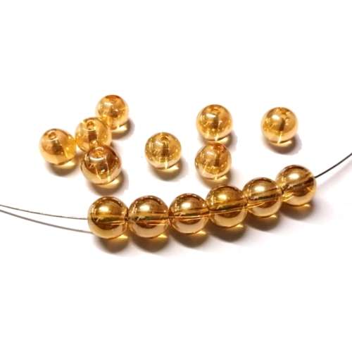 Beads / Shining Glass  Beads yellow orange - 14pcs  - 8mm / Beads for crafting