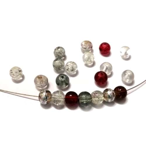 Beads / Crackle Glass  Beads mixed colors - 20pcs  - 6mm / Beads for crafting