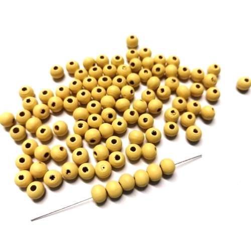 Beads / Wood Beads - yellow- 100pcs - 6mm / Beads for crafting