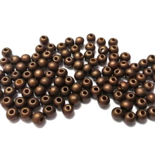 Beads - Wooden Beads - brown metallic- 100pcs - 6mm / Beads for crafting