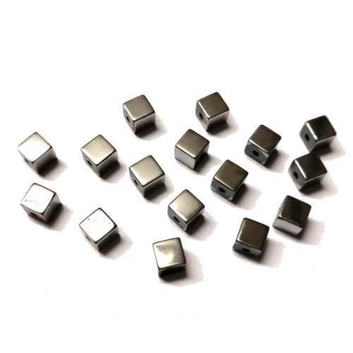 Beads / Hematite Beads - 16pcs  - 6mm -  silver plated / Beads for crafting