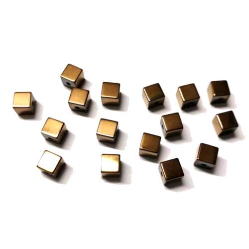 Beads / Hematite Beads - 16pcs  - 6mm -   gold plated / Beads for crafting