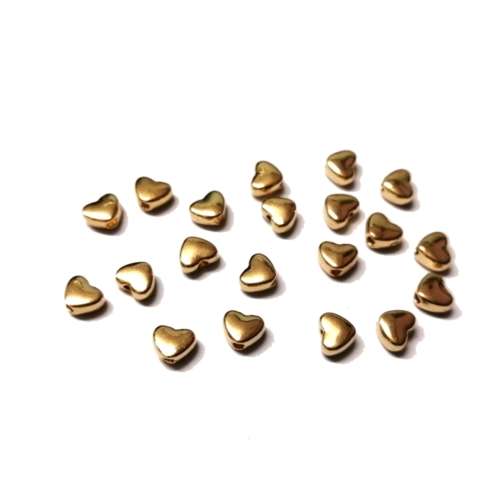 Beads / Heart Metal Beads - 20pcs  - 6x5mm - Hole +/- 1.1mm- gold / Beads for crafting