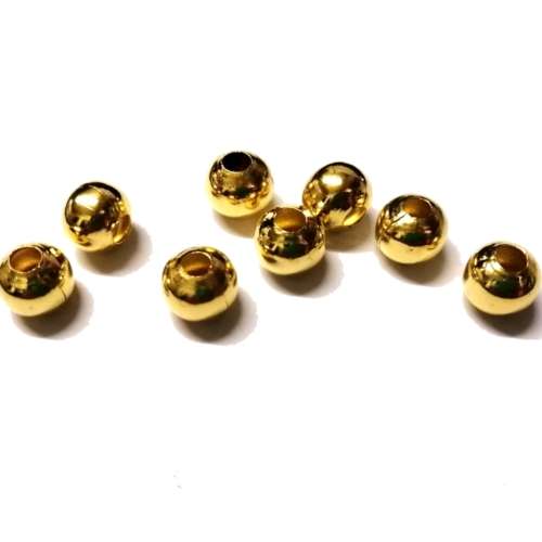 Beads / Metal Beads - 8pcs - Yellow Gold  - 12mm -ball- Hole +/- 4mm / Beads for crafting