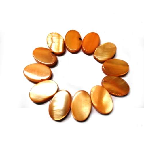 Beads / Shell  Beads +/-16x11mm - Oval - 12pcs - Hole +/- 1.0mm / Beads for crafting
