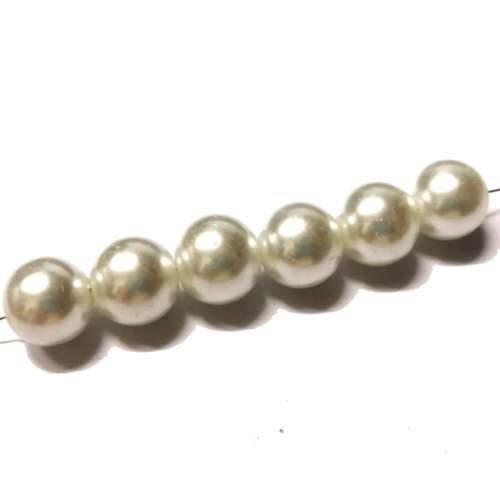 Beads / Glass Pearl Beads - 6pcs  - WHITE - 14mm / Beads for crafting