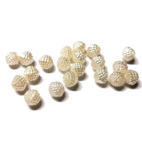 Beads / Acrylic Berry Beads - 8mm -  20 pcs Pearl White / for jewellery crafting
