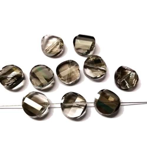 Beads / Crystal  Beads -grey - 10pcs  - 14mm / Beads for crafting