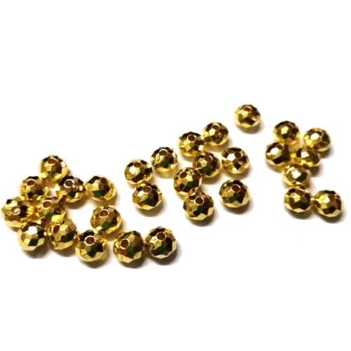 Beads / Acrylic Beads - 6mm -  30 pcs - gold - crystal cut optic / Beads for crafting