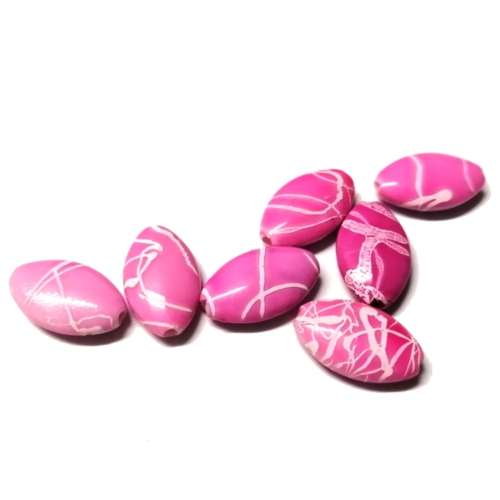 Beads / Acrylic Beads - 18x10mm- 7pcs - pink- Ceramic optic / Beads for crafting