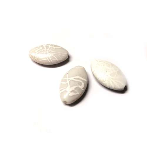 Beads / Acrylic Beads - 18x10mm- 8pcs - white - Ceramic optic / Beads for crafting