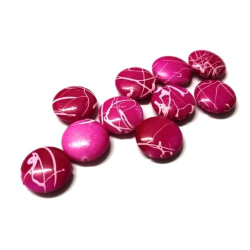 Beads / Acrylic Beads - 14x5mm- 10pcs - pink- Ceramic optic / Beads for crafting