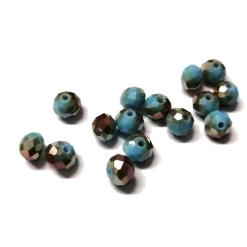 Beads / Crystal Beads light blue/gold- 15pcs  - 8mm - Hole +/-1.5mm / Beads for crafting