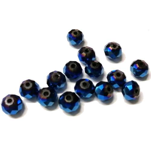 Beads / Crystal Beads metallic  blue- 15pcs  - 8mm - Hole +/-1.5mm / Beads for crafting