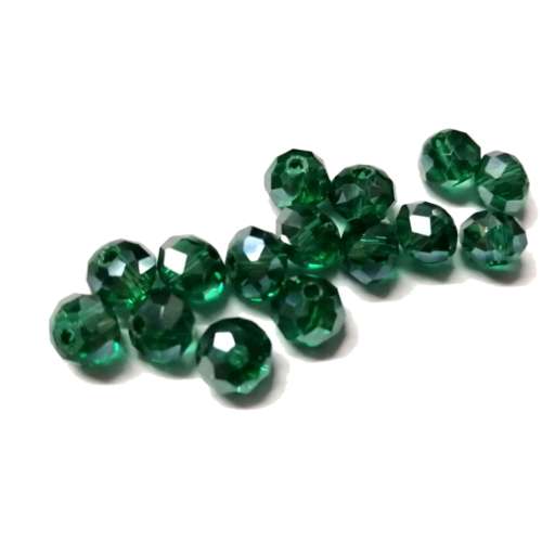 Beads / Crystal Beads green- 15pcs  - 8mm - Hole +/-1.5mm / Beads for crafting