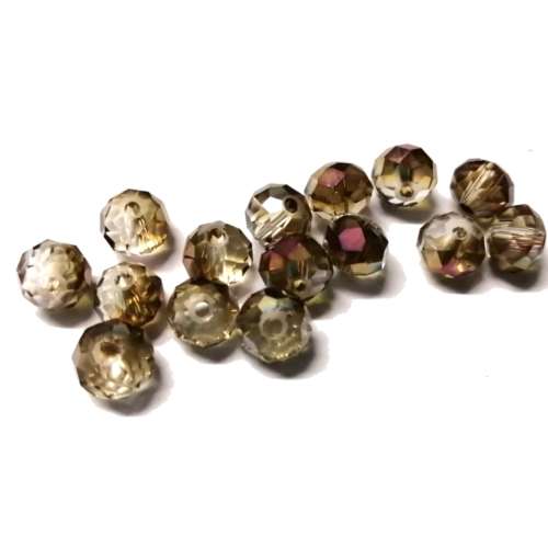 Beads / Crystal Beads brown shadow- 15pcs  - 8mm - Hole +/-1.5mm / Beads for crafting