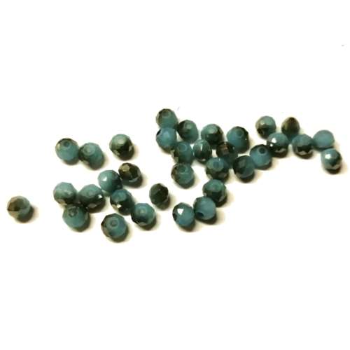 Beads / Crystal Beads turquoise gold- 34pcs  - 4mm - Hole +/-1.0mm / Beads for crafting