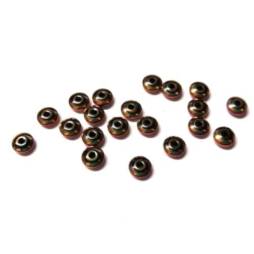 Beads / Hematite Beads - 20pcs  - 6x3mm - red rainbow plated lentils / Beads for crafting