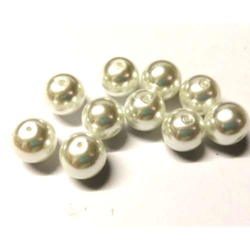 Beads / Glass Pearl Beads - 10pcs  - WHITE - 12mm / Beads for crafting