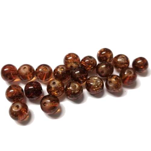 Beads / Crackle Glass  brown - 20pcs  - 8mm / Beads for crafting