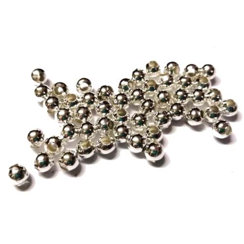 Beads / Metal Beads - 50pcs   - 6mm silver color - Hole +/- 2.5mm / Beads for crafting