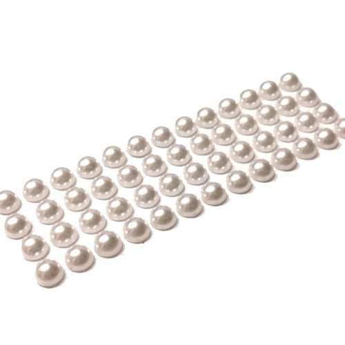 Stickers / Acrylic Stickers - 6mm - 52pcs - half ball shape - white / Stickers for crafting