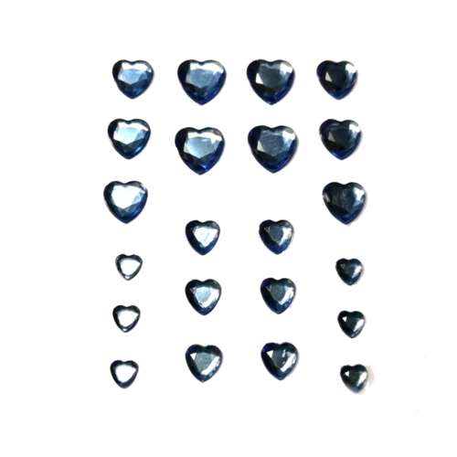 Stickers / Acrylic Stickers - 6-12mm - 22pcs - diamond cut hearts - blue / Stickers for crafting