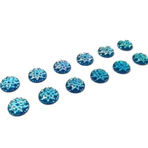 Stickers / Acrylic Stickers - 10mm - 12pcs - half lentils shape - blue-rainb / Stickers for crafting