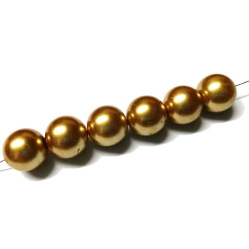 Beads /Glass Pearl Beads - 6pcs  - gold  - 16mm / Beads for crafting