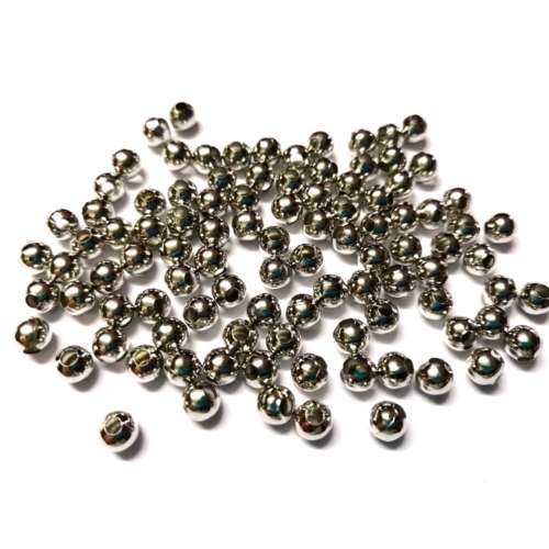 Beads / Metal Beads - 100pcs   - 6mm- Rhodium color -Hole +/- 2.5mm / Beads for crafting