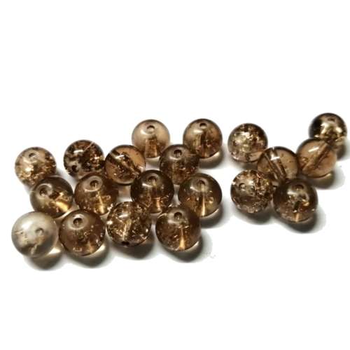Beads /Glass Crackle Beads - 20pcs- brown  - 8mm / Beads for crafting