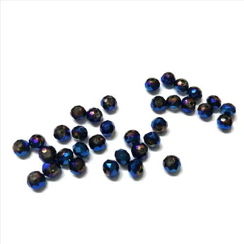 Beads /Crystal Beads blue metallic - 34pcs  - 4mm - Hole +/-1.0m / Beads for crafting