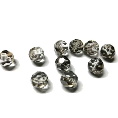 Beads - Glass Beads  - smoked grey- 10pcs  - 10mm - Hole +/- 1.2mm- Beads for crafting