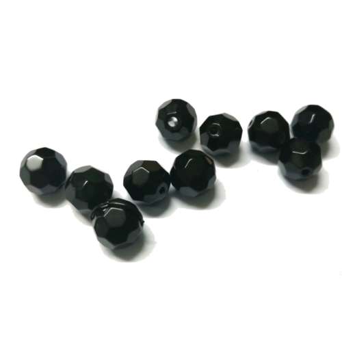 Beads / Glass Beads  - black- 10pcs  - 10mm - Hole +/- 1.2mm / Beads for crafting