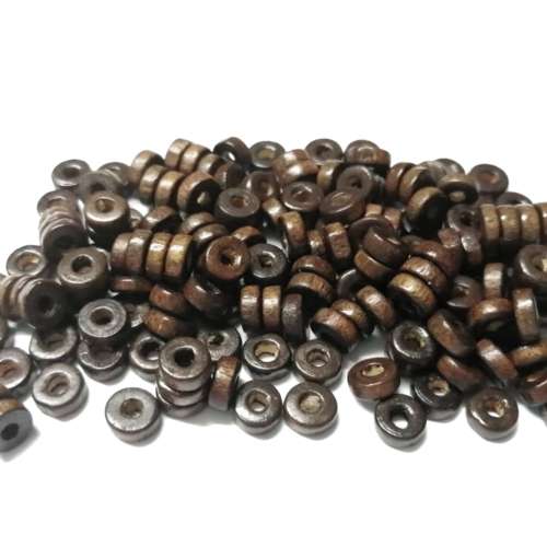 Beads / Wood Beads - brown +150pcs - 8x3mm flat / Beads for crafting