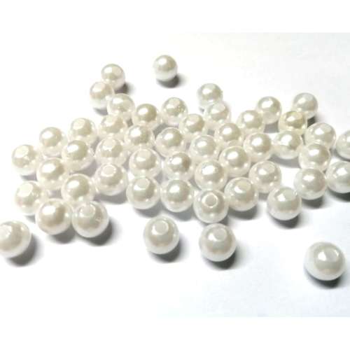 Beads / Acrylic Beads - 8mm -  50 pcs - pearl white shiny / Beads for crafting