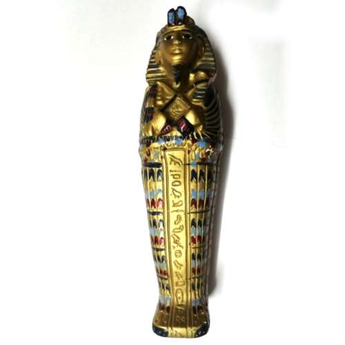Egyptian sarcophagus with mummy 24cm x 7cm X 7.5cm