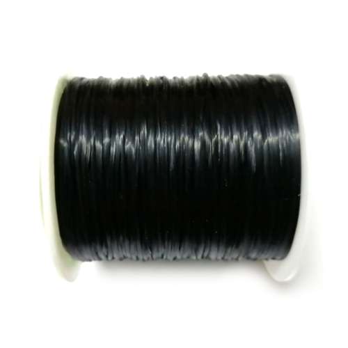 Elastics / Flat Elastic String black -  p. 12m-Roll / Beads for crafting