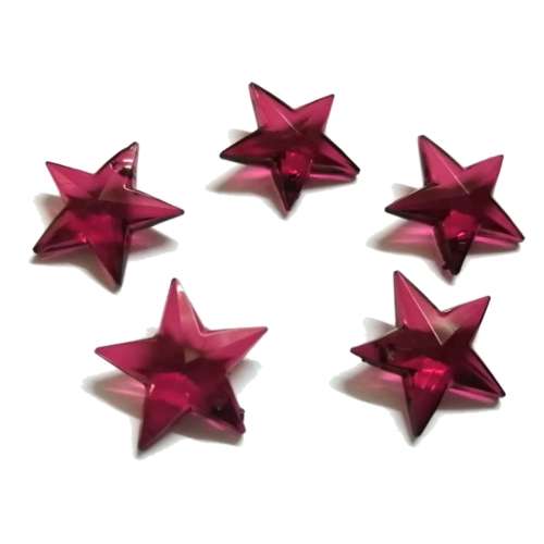 Beads /Acrylic Beads - 17.5mm -  5 pcs - dark red - Stars/ Beads for crafting