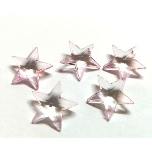 Beads /Acrylic Beads - 17.5mm -  5 pcs - pink - Stars/ Beads for crafting