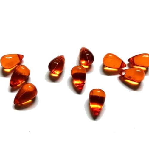 Beads /Acrylic Beads - 12mm -  10 pcs -glass optic - orange Drops/ Beads for crafting