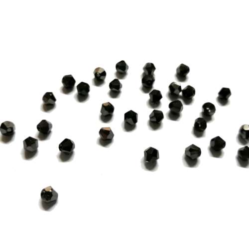 Beads /Crystal Beads shiny black - 30pcs  - 4mm - Hole +/-1.0mm/ Beads for crafting