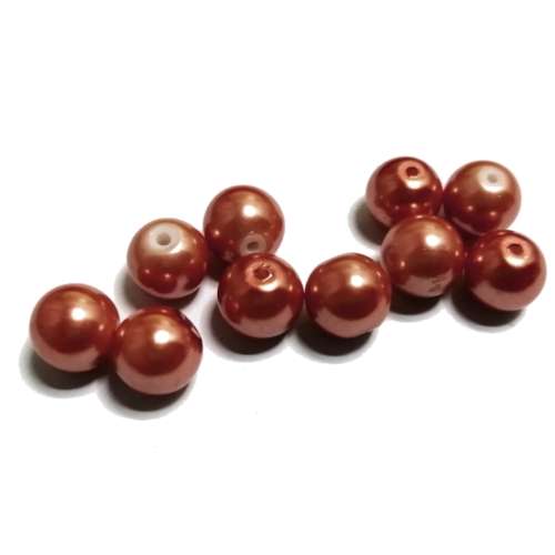 Beads / Glass Pearl Beads - 10pcs  -orange - 10mm - beads for crafting