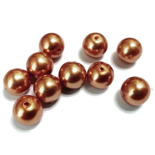 Beads / Glass Pearl Beads - 10pcs  -rose gold orange - 12mm - beads for crafting