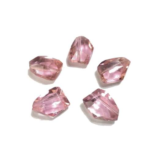 Beads / Glass Beads  - clear rose- 5pcs  +/-16x12mm / Beads for crafting