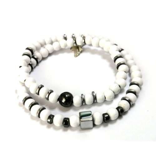 Bracelet,  silver plated Hematite Bracelet with stretch elastic ( fits for any size )
