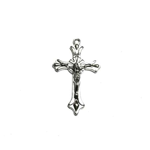 Pendants / Cross -Silver Metal Pendant - 1pc - 37x22mm / pendants for crafting