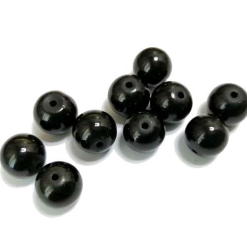 Beads / Glass Pearl Beads -12mm - black -10pcs - beads for crafting
